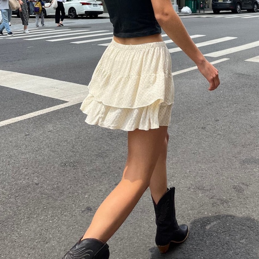 Brandy Melville Cream Skater Skirt
